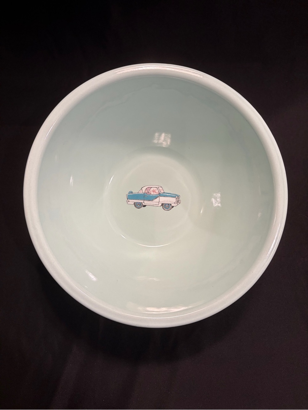 Vintage 10” MarbleCanyon Enamelware Rambling Road Mixing Bowl Mint Aqua Retro RV